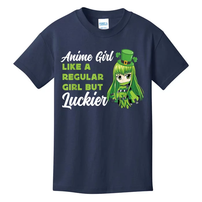 Anime Girl Like A Regular Girl But Luckier St Patrick's Day Kids T-Shirt