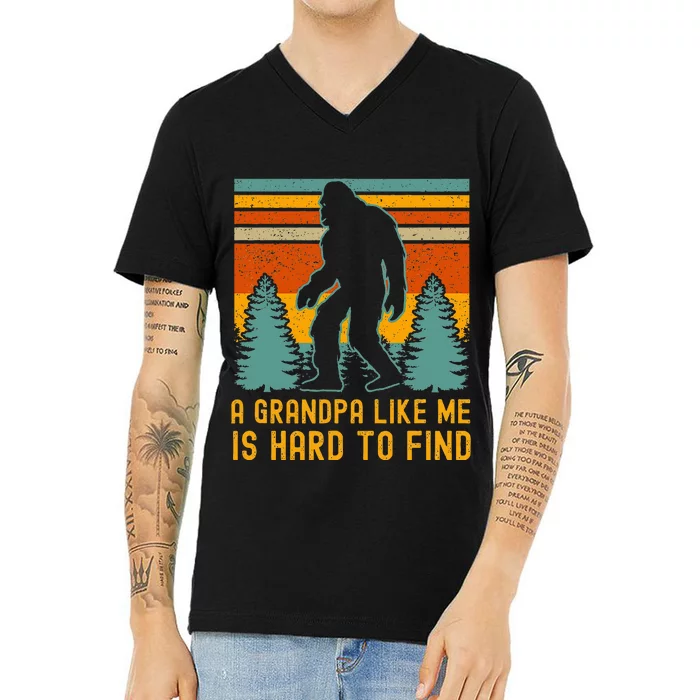 A Grandpa Like Me Is Hard To Find Bigfoot Grandpa V-Neck T-Shirt