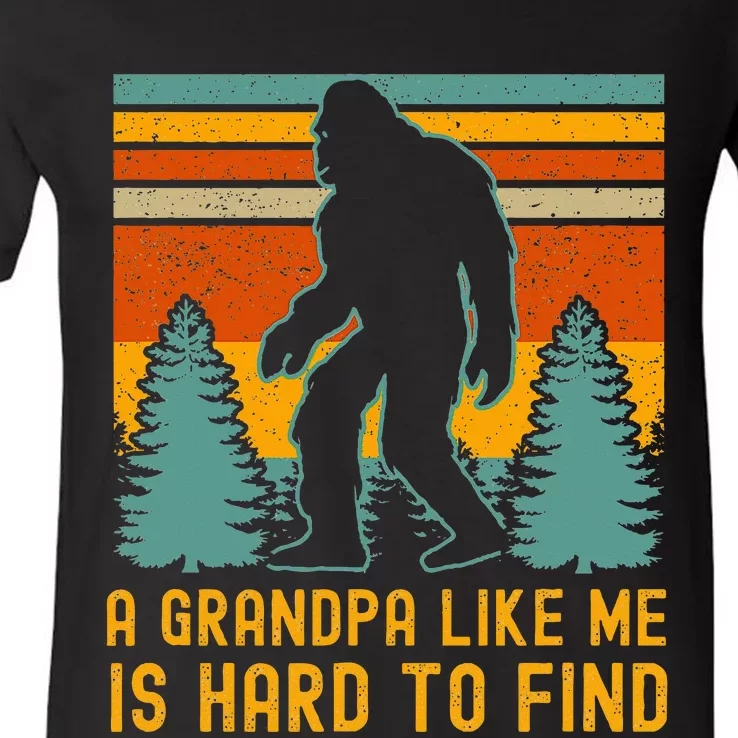 A Grandpa Like Me Is Hard To Find Bigfoot Grandpa V-Neck T-Shirt