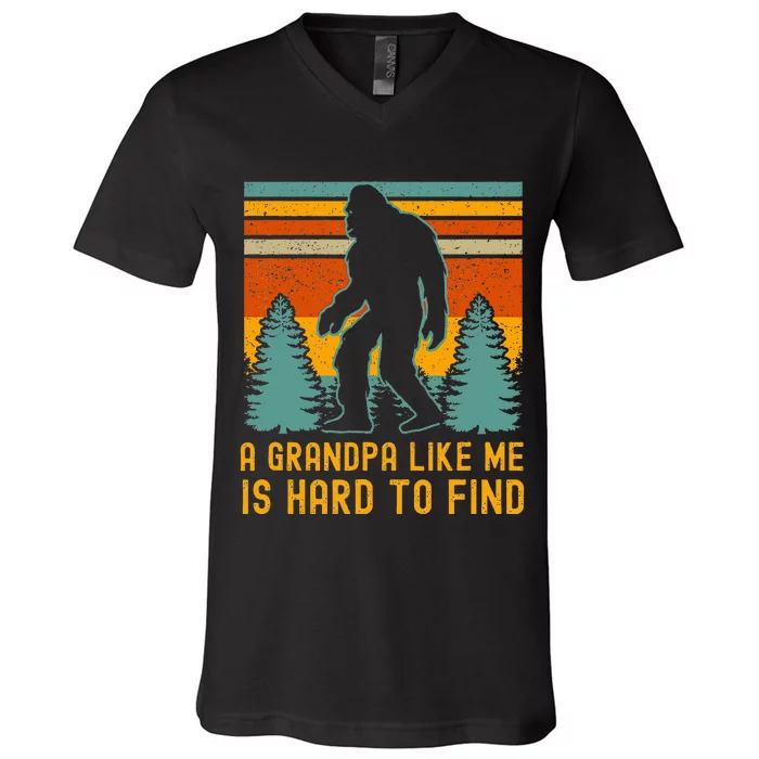 A Grandpa Like Me Is Hard To Find Bigfoot Grandpa V-Neck T-Shirt