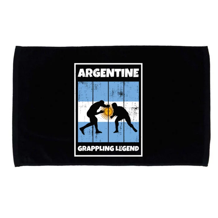 Argentine Grappling Legend With Flag For Argentina Grappling Funny Gift Microfiber Hand Towel