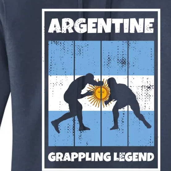 Argentine Grappling Legend With Flag For Argentina Grappling Funny Gift Women's Pullover Hoodie