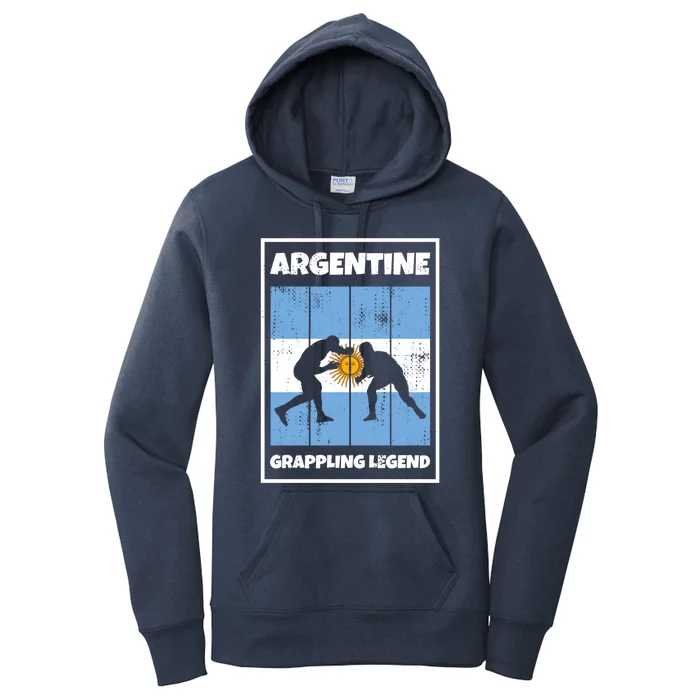 Argentine Grappling Legend With Flag For Argentina Grappling Funny Gift Women's Pullover Hoodie