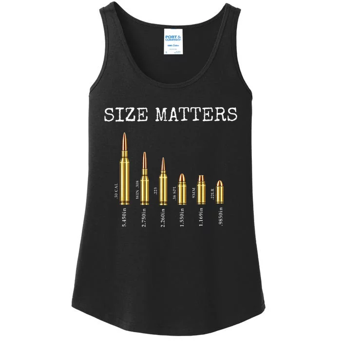 Ammo & Gun Lover  Size Matters Bullets & Caliber Ladies Essential Tank