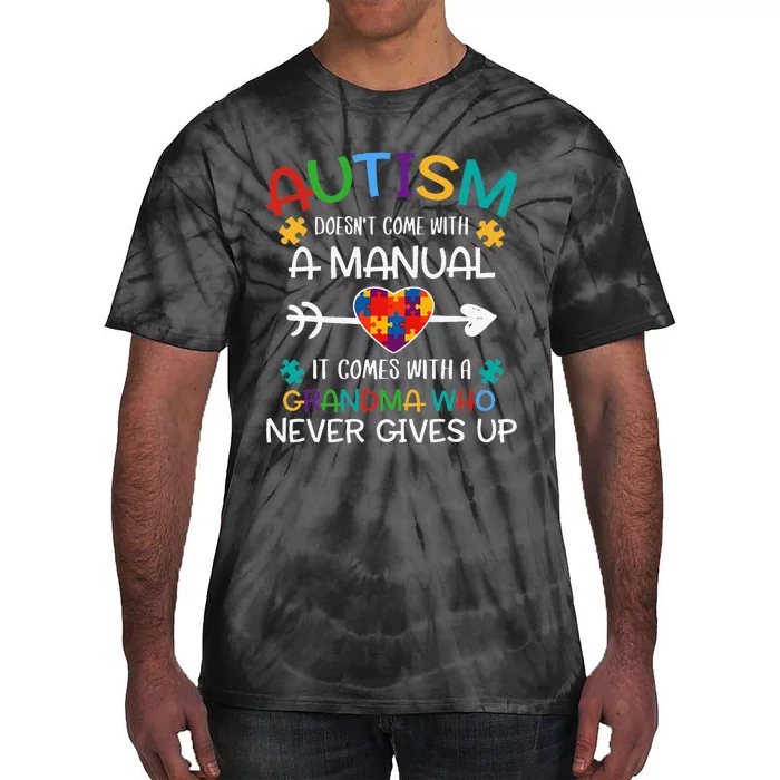 Autism Grandma Love Autistic Autism Awareness Puzzle Tie-Dye T-Shirt