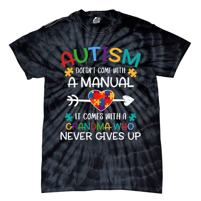 Autism Grandma Love Autistic Autism Awareness Puzzle Tie-Dye T-Shirt