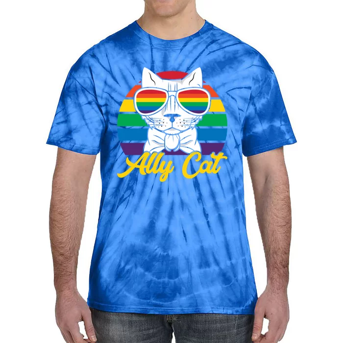 Ally Gay Lgbtq Lgbt Ally Cat Pride Month Straight Gift Tie-Dye T-Shirt