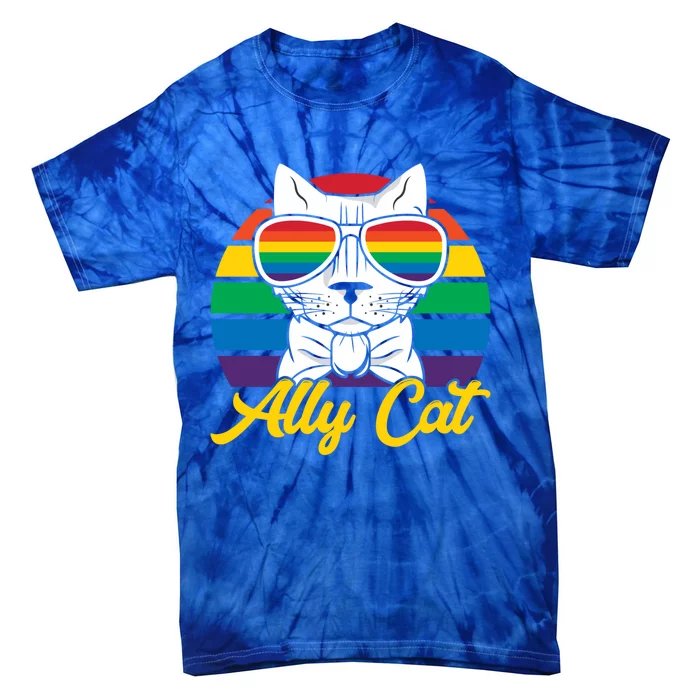 Ally Gay Lgbtq Lgbt Ally Cat Pride Month Straight Gift Tie-Dye T-Shirt