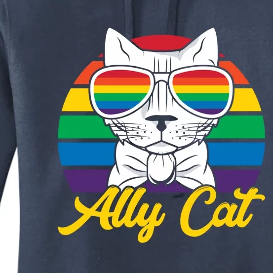 Ally Gay Lgbtq Lgbt Ally Cat Pride Month Straight Gift Women's Pullover Hoodie