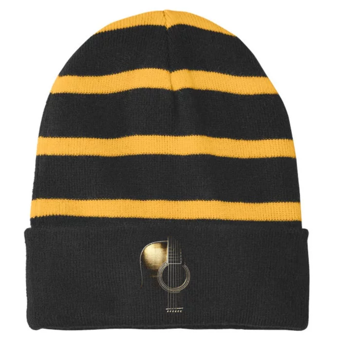 Acoustic Guitar Lite (Please See Description) Striped Beanie with Solid Band