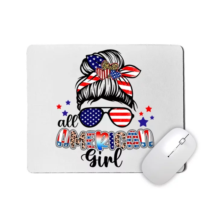 American Girl Life Messy Bun 4th Of July Patriotic USA Women Mousepad