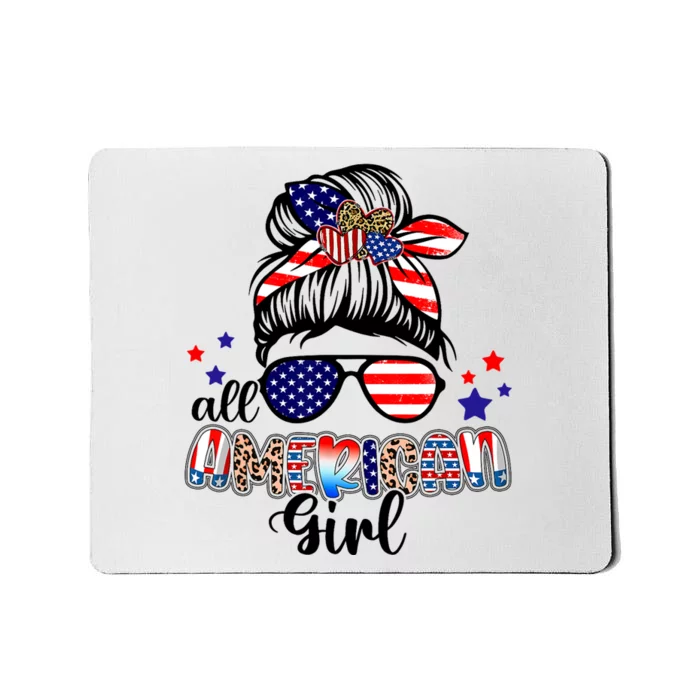 American Girl Life Messy Bun 4th Of July Patriotic USA Women Mousepad