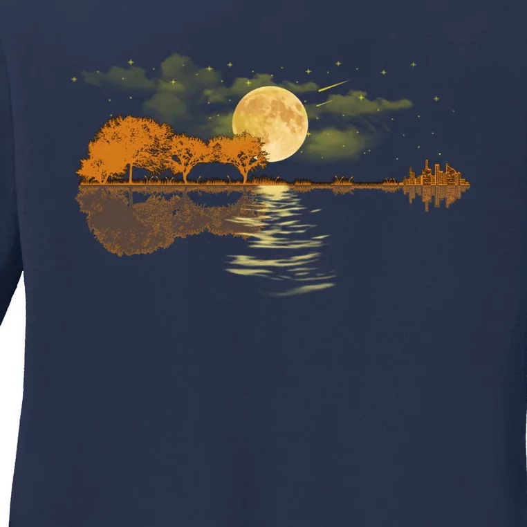 Acoustic Guitar Lake Player Nature, Birthday, Christmas Gift Ladies Long Sleeve Shirt