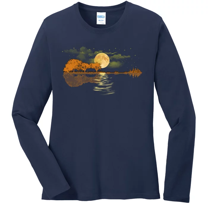 Acoustic Guitar Lake Player Nature, Birthday, Christmas Gift Ladies Long Sleeve Shirt