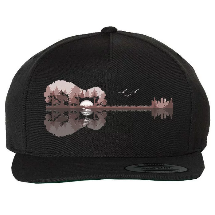 Acoustic Guitar Lake Sunset Guitarist Country Rock Music Wool Snapback Cap