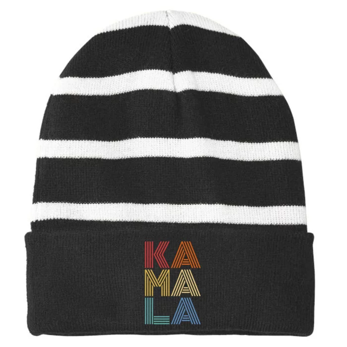 KAMALA HARRIS GRAPHIC Striped Beanie with Solid Band