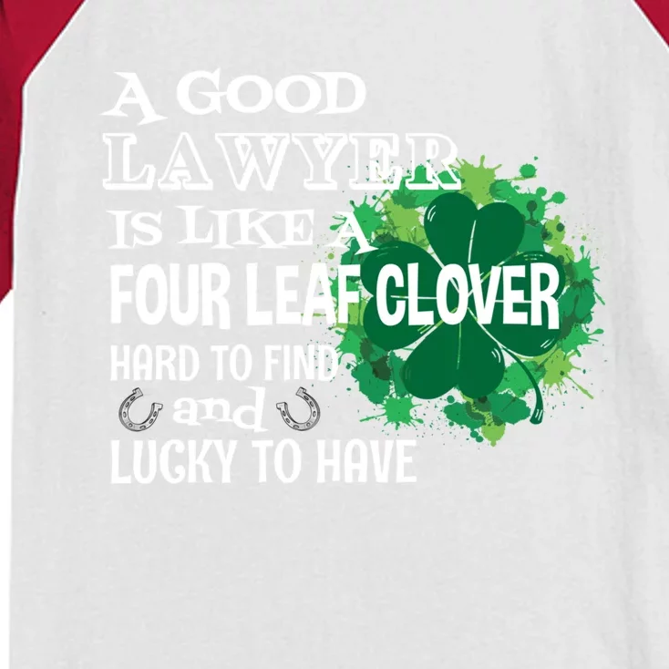 A Good Lawyer Is Like A Four Leaf Clover St Patricks Day Gift Kids Colorblock Raglan Jersey