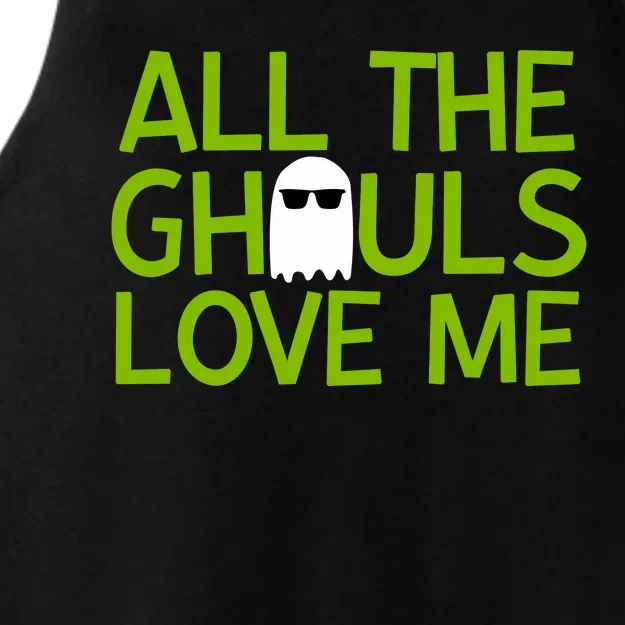 All Ghouls Love Me Funny Halloween Ghost Ladies Tri-Blend Wicking Tank