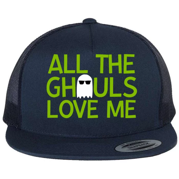 All Ghouls Love Me Funny Halloween Ghost Flat Bill Trucker Hat