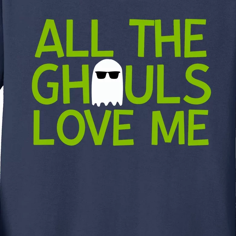 All Ghouls Love Me Funny Halloween Ghost Kids Long Sleeve Shirt