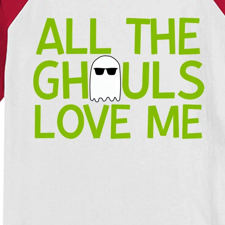 All Ghouls Love Me Funny Halloween Ghost Kids Colorblock Raglan Jersey