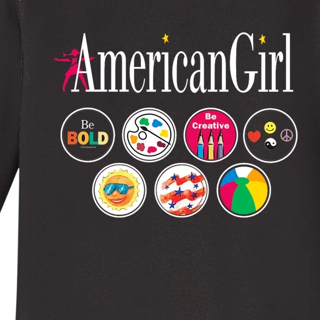 American Girl Logo & Grin Pins Baby Long Sleeve Bodysuit