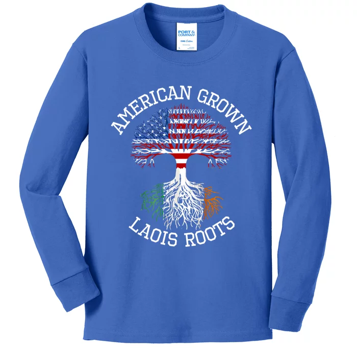 American Grown Laois Irish Roots Ireland Heritage Gift Kids Long Sleeve Shirt