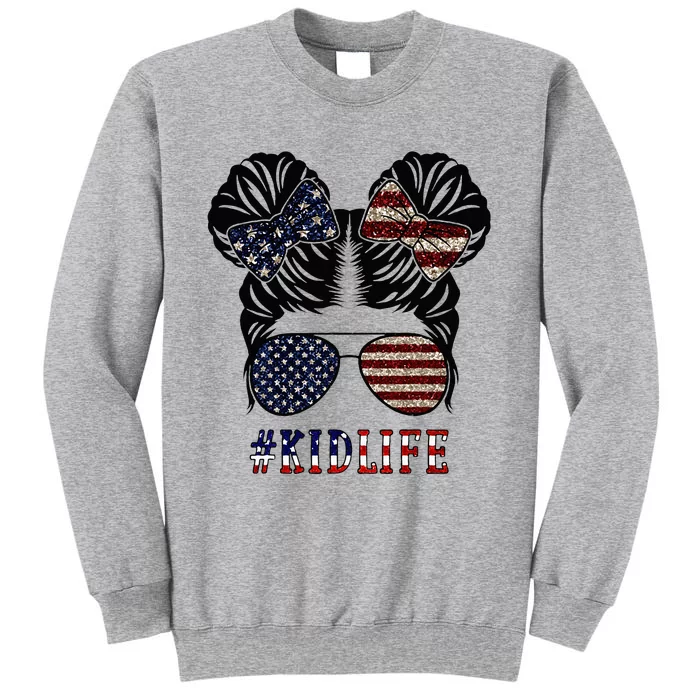 American Girl Life Messy Bun 4th Of July Patriotic USA Women Tall Sweatshirt