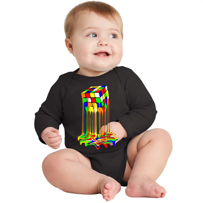 Awesome Graphic Melting Rubik Rubix Rubics Cube Baby Long Sleeve Bodysuit