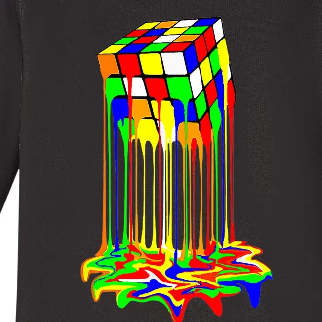 Awesome Graphic Melting Rubik Rubix Rubics Cube Baby Long Sleeve Bodysuit