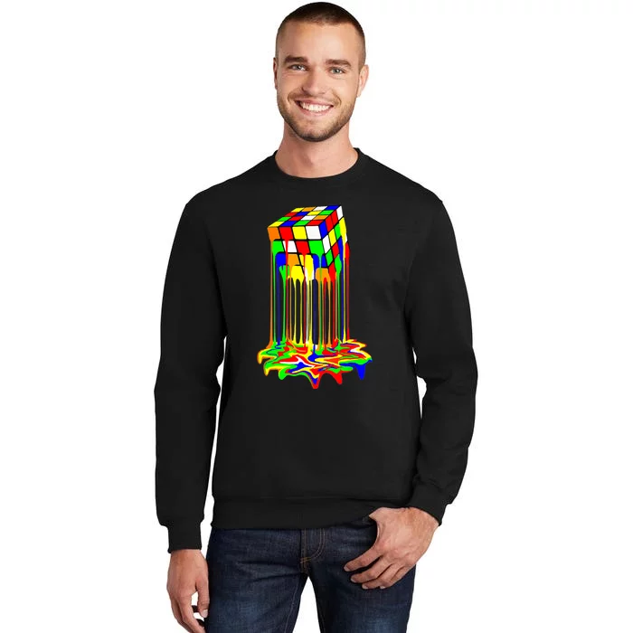 Awesome Graphic Melting Rubik Rubix Rubics Cube Tall Sweatshirt