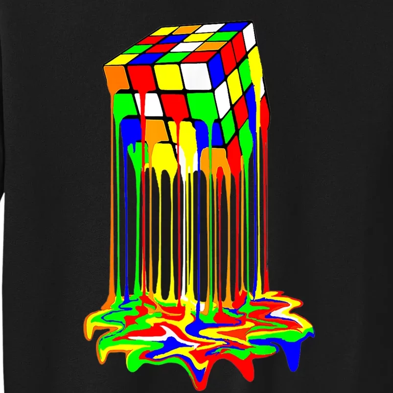 Awesome Graphic Melting Rubik Rubix Rubics Cube Tall Sweatshirt