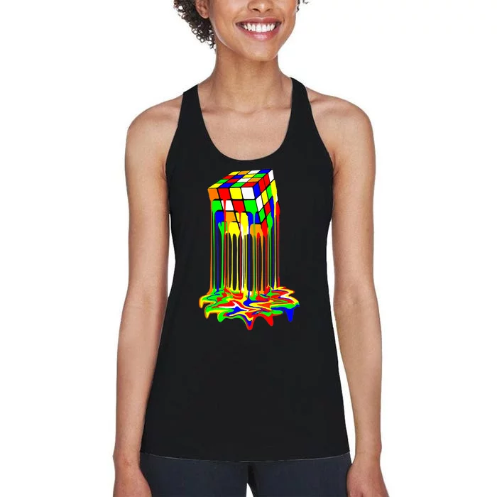 Awesome Graphic Melting Rubik Rubix Rubics Cube Women's Racerback Tank