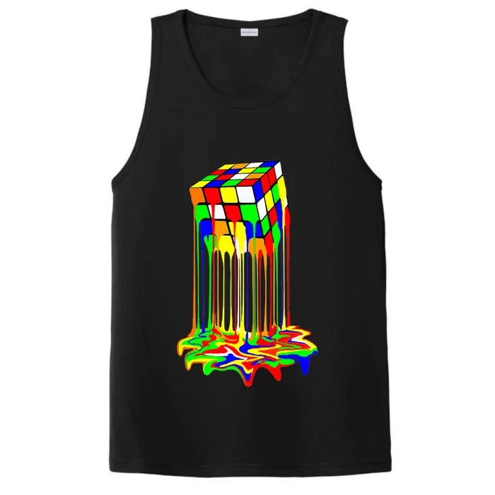 Awesome Graphic Melting Rubik Rubix Rubics Cube Performance Tank