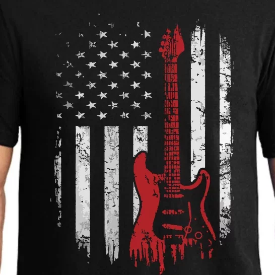 America Guitarist Music Patriotic American USA Flag Guitar Pajama Set