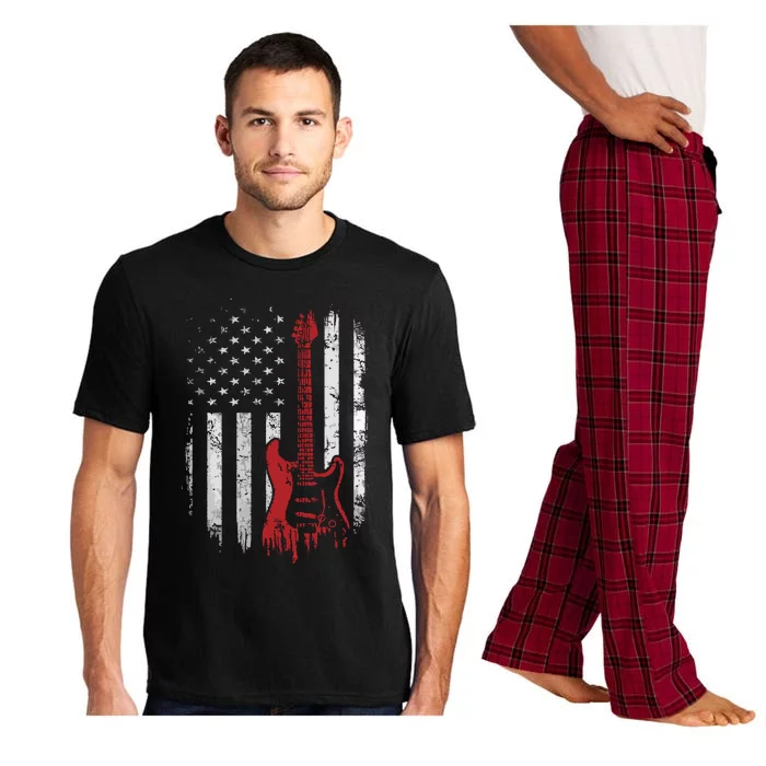 America Guitarist Music Patriotic American USA Flag Guitar Pajama Set