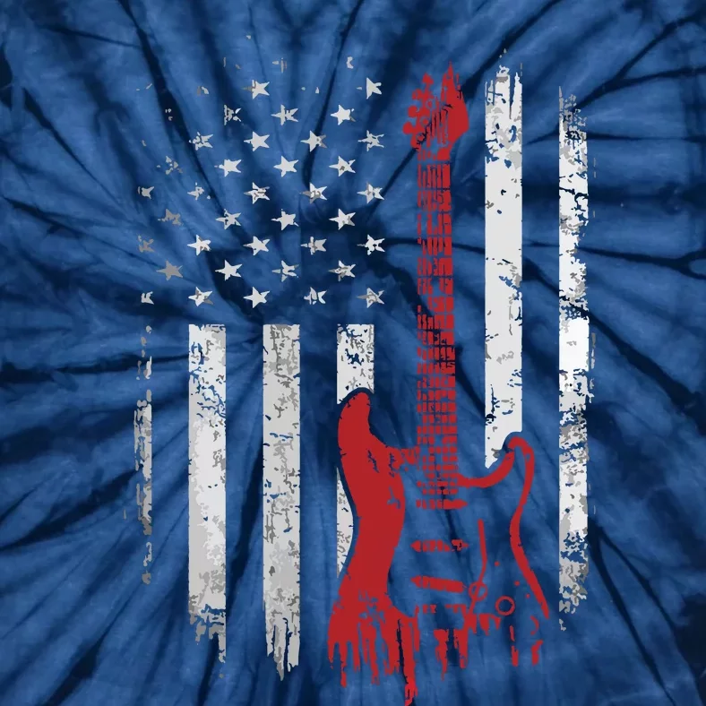 America Guitarist Music Patriotic American USA Flag Guitar Tie-Dye T-Shirt