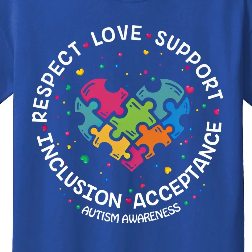 Autism Gift Mom Dad Respect Love Support Autism Awareness Gift Kids T-Shirt