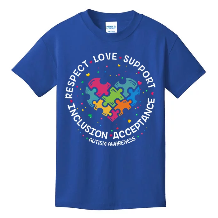 Autism Gift Mom Dad Respect Love Support Autism Awareness Gift Kids T-Shirt