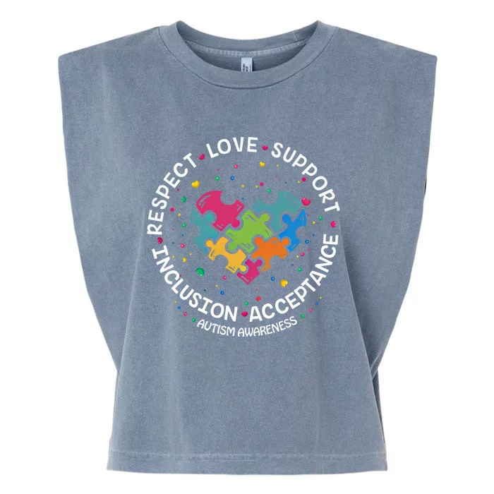 Autism Gift Mom Dad Respect Love Support Autism Awareness Gift Garment-Dyed Women's Muscle Tee