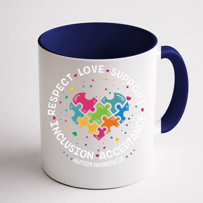 Autism Gift Mom Dad Respect Love Support Autism Awareness Gift Front & Back Coffee Mug