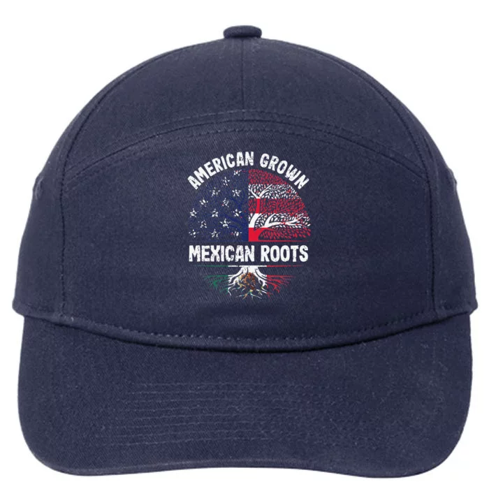 American Grown Mexican Roots USA Mexico Flag Heritage Pride 7-Panel Snapback Hat