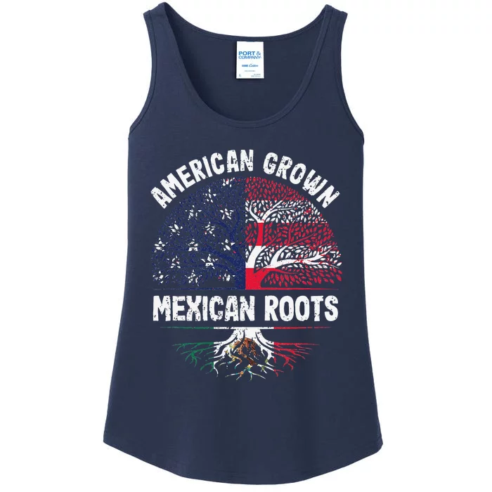 American Grown Mexican Roots USA Mexico Flag Heritage Pride Ladies Essential Tank