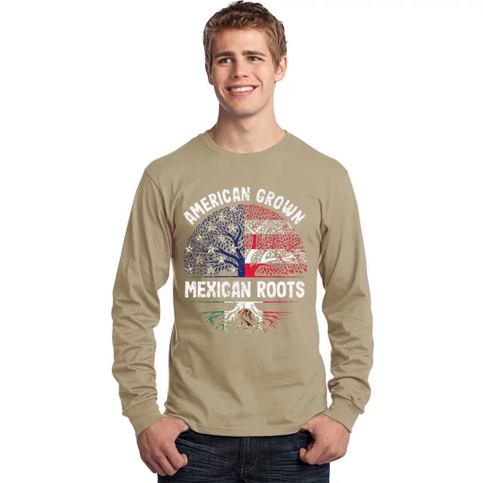 American Grown Mexican Roots USA Mexico Flag Heritage Pride Tall Long Sleeve T-Shirt