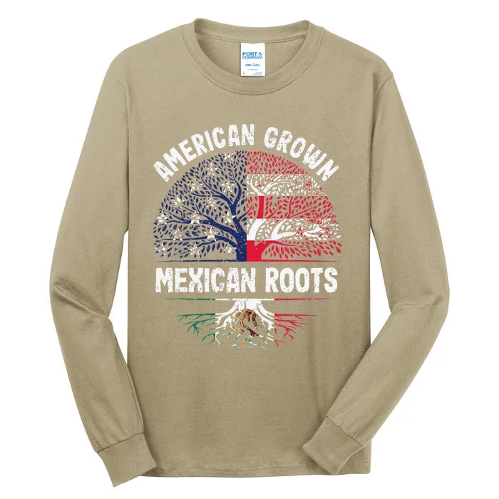 American Grown Mexican Roots USA Mexico Flag Heritage Pride Tall Long Sleeve T-Shirt