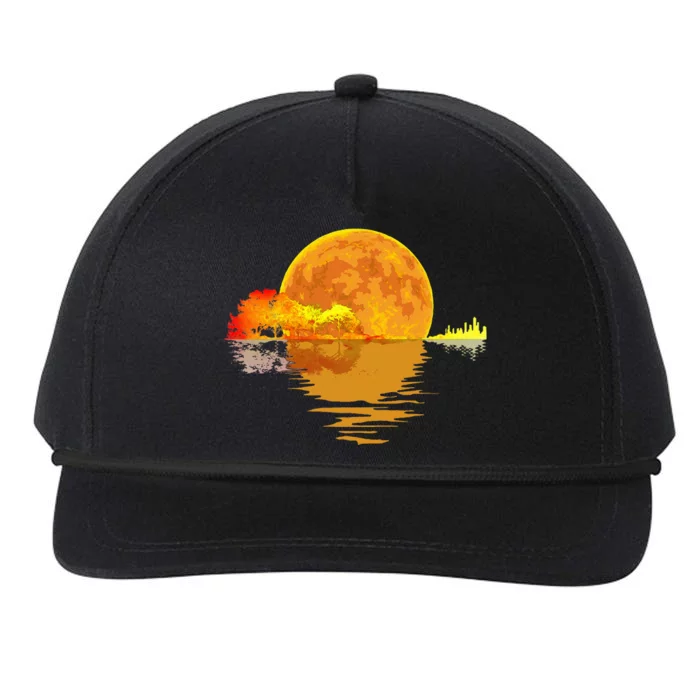 Acoustic Guitar Moon Lake Shadow Music Lover Gift Guitarist Snapback Five-Panel Rope Hat