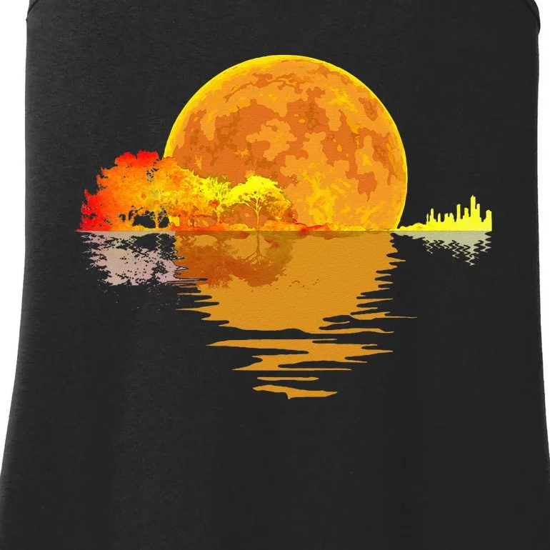 Acoustic Guitar Moon Lake Shadow Music Lover Gift Guitarist Ladies Essential Tank