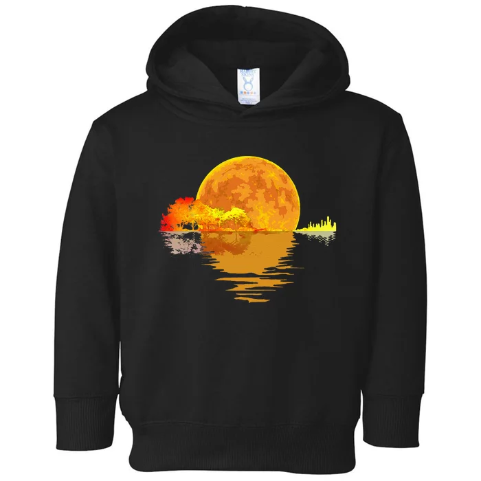 Acoustic Guitar Moon Lake Shadow Music Lover Gift Guitarist Toddler Hoodie