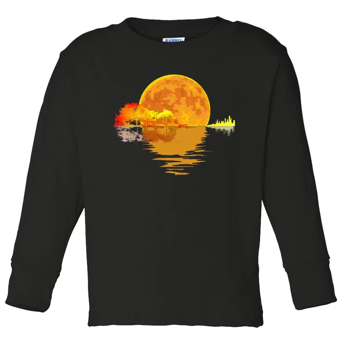 Acoustic Guitar Moon Lake Shadow Music Lover Gift Guitarist Toddler Long Sleeve Shirt