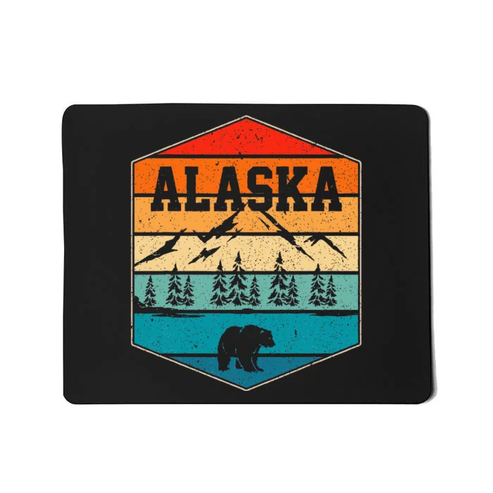 Alaskan Glacier Mountains Landscape Bear Animal Retro Alaska Mousepad